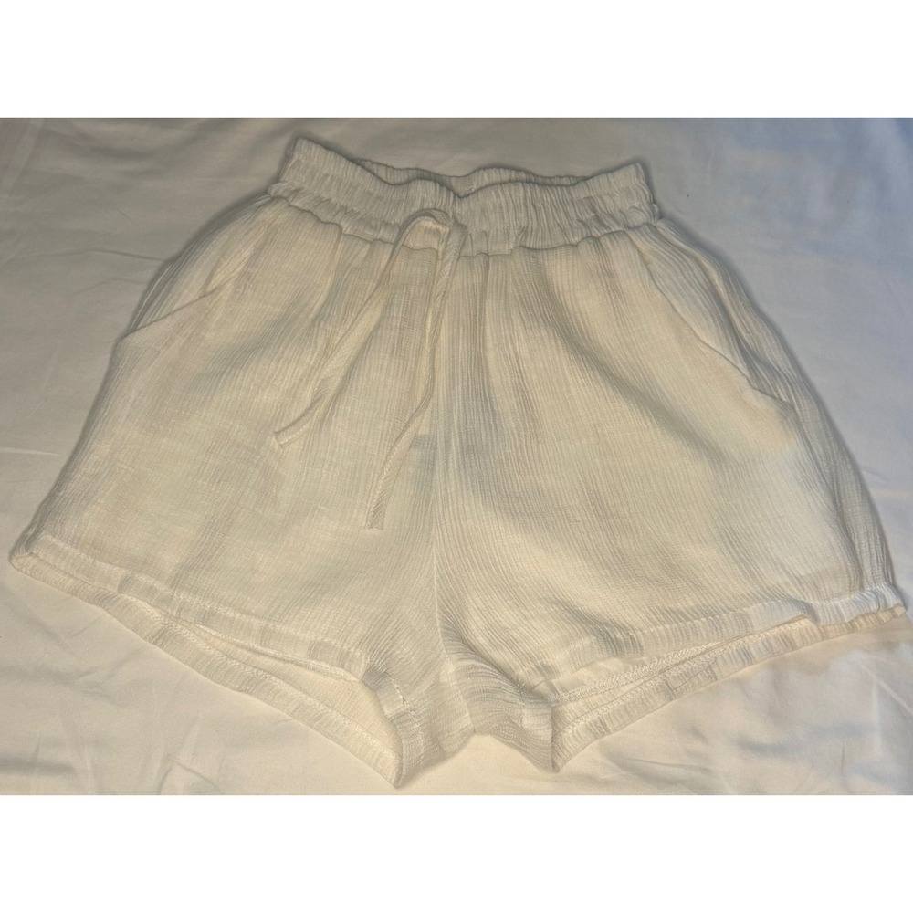 Cloud Ten Womens White Gauze Drawstring Elastic Waist Shorts CP8253A New